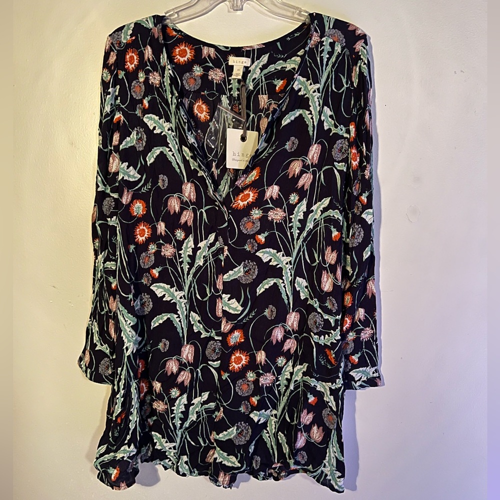 Hinge XS extra small dress romper navy stems NWT New